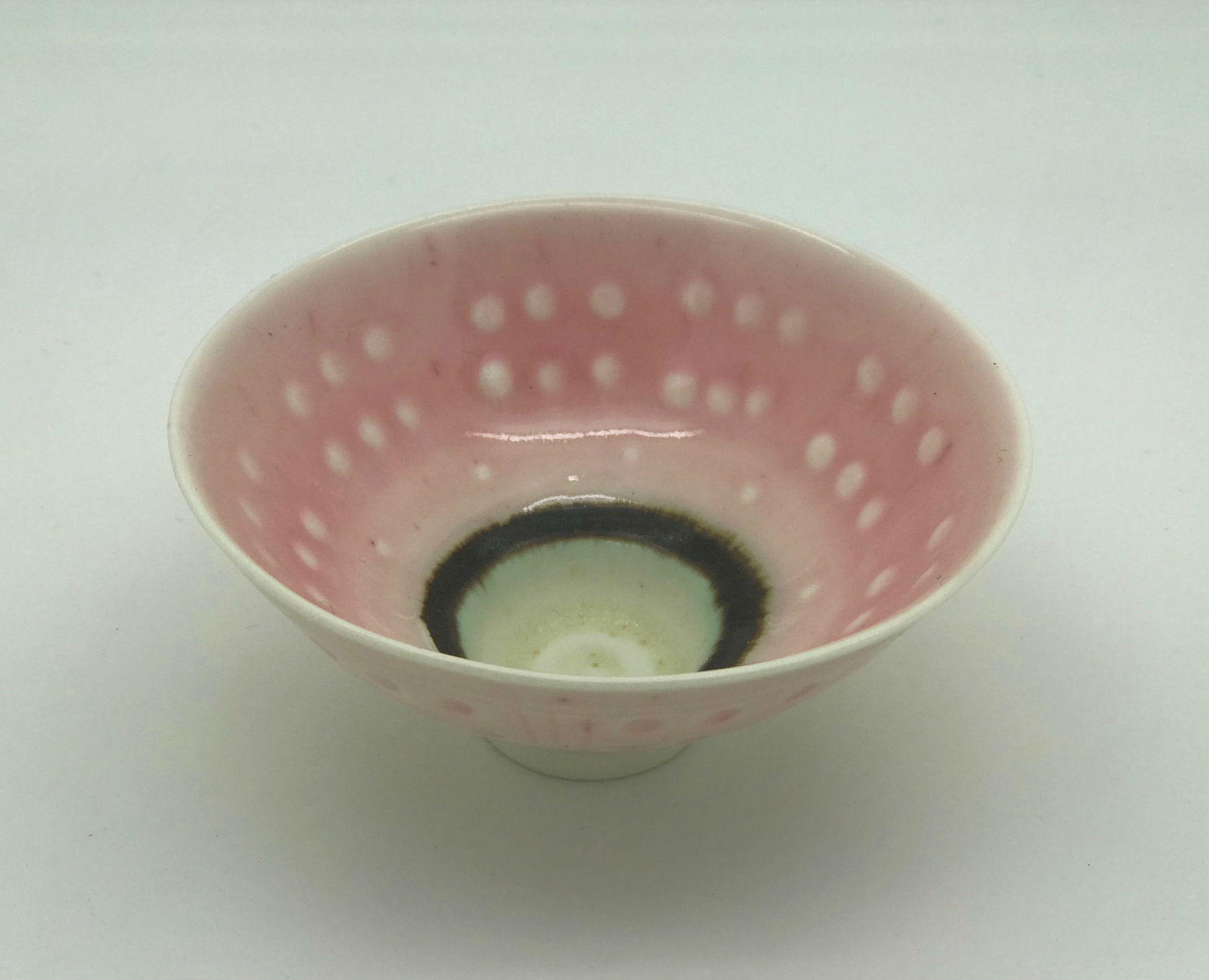 Peter Wills Ceramics Small Pink Spotty Bowl (94) White Space Art