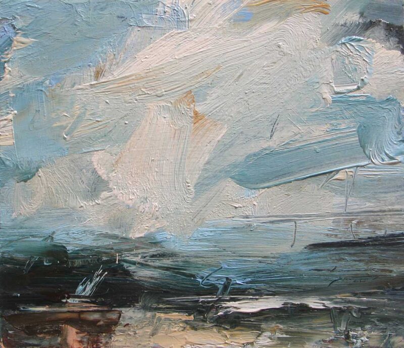 Louise Balaam Paintings - Turquoise, Fresh White Clouds - White Space Art